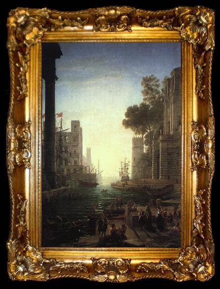 framed  Claude Lorrain Landscape with the Embarkation of Saint Paula Romana at Ostia, ta009-2